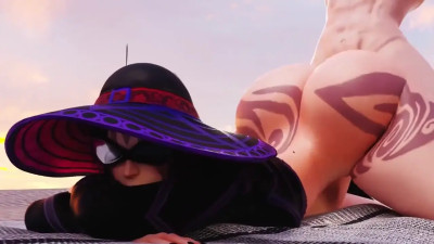 morrigan (Smite) on the beach