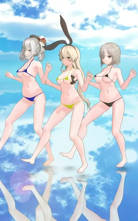 Shimakaze, Hamakaze & Kashima - Bumble Bee (Short) [MMD R15] Panman