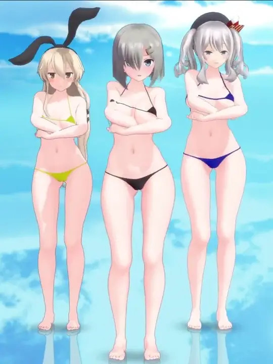 Shimakaze, Hamakaze & Kashima - Rainbow A (Short) [MMD R15] Panman