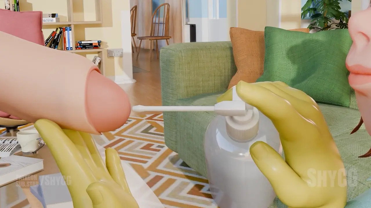 Futa Gets her urethra cleaned by milf