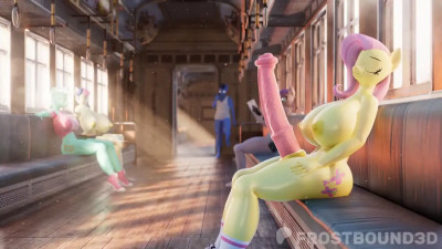 Fluttershy masturbating in public train