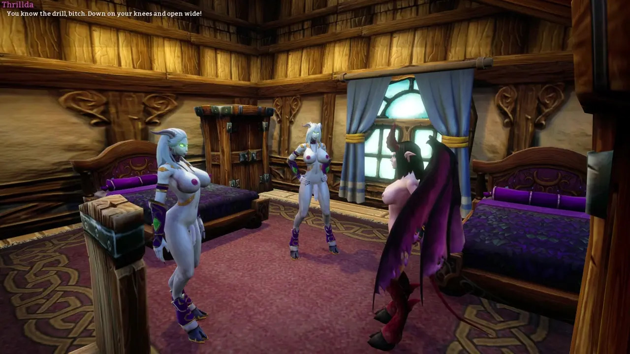 Succubus gangbanged by 2 futa draenei