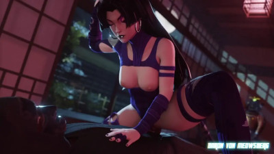 Psylocke catches an enemy ninja (black) [Baron Von Meowsberg]
