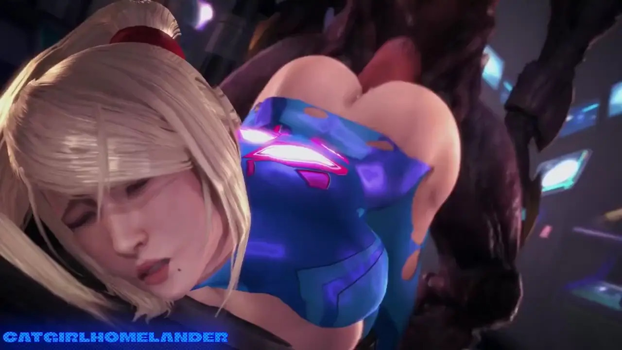 Samus having fun with an alien