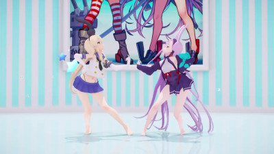 Shimakaze (KC) & Shimakaze (AL) - GETCHA! [MMD R18] Poyopoyo