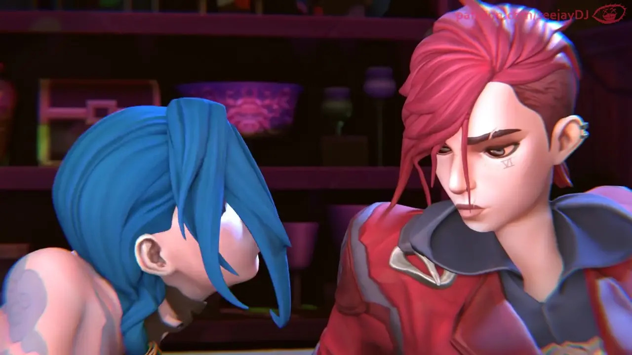 Oil and Fire (Arcane) Jinx, Vi, and some Random Dude