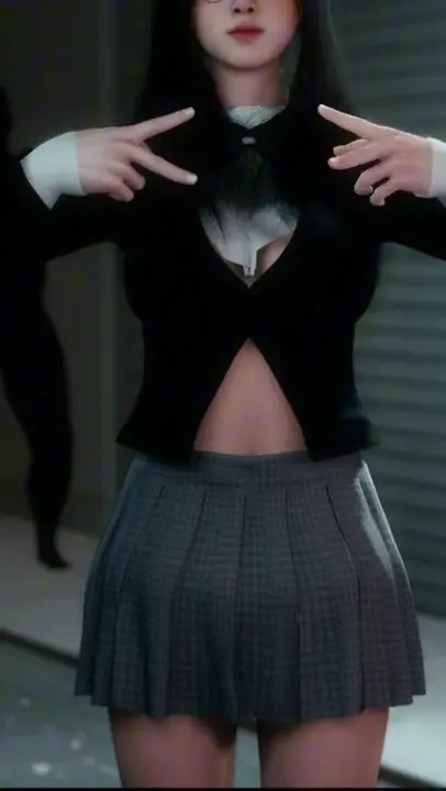 3D Asian stripper show her perfect body in public