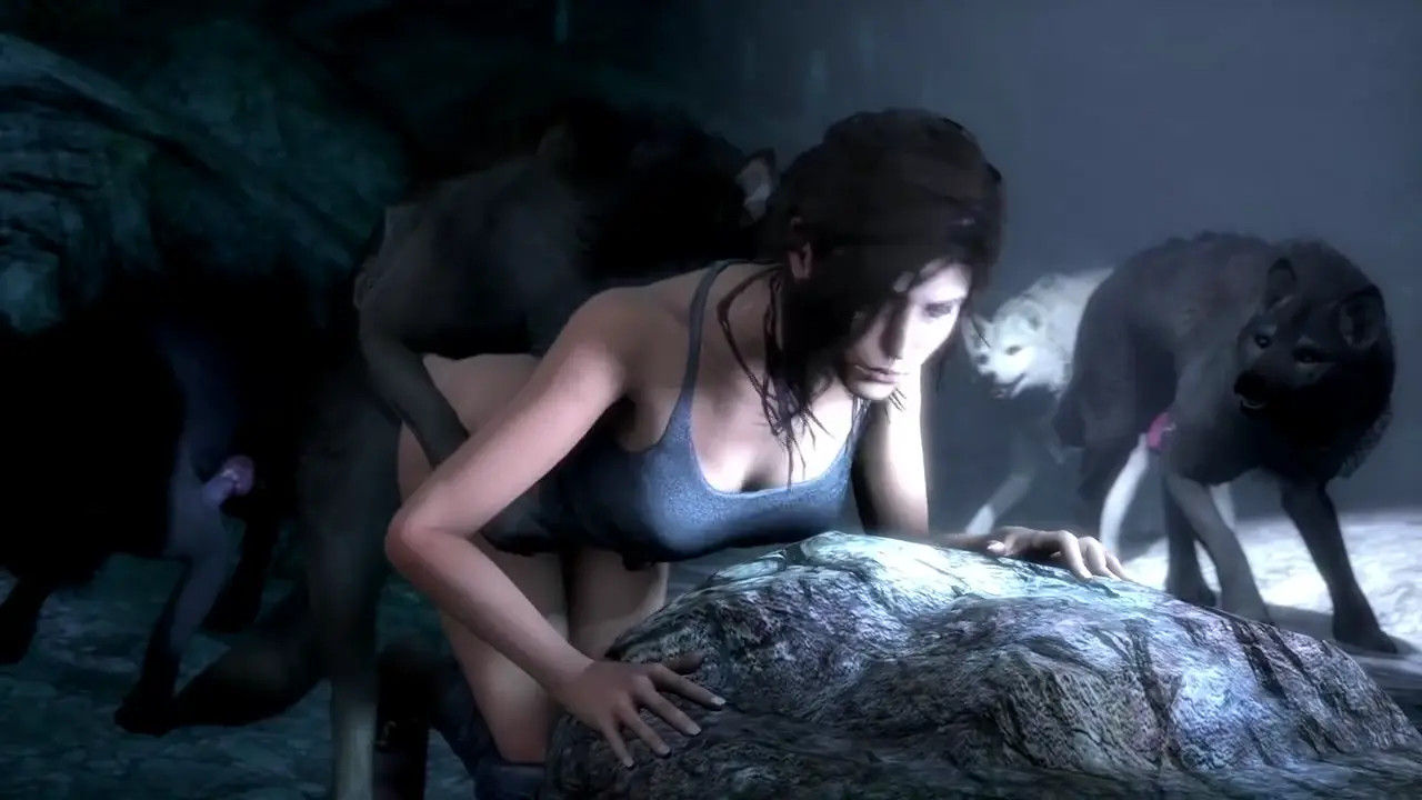 Lara Croft fucked by wolves