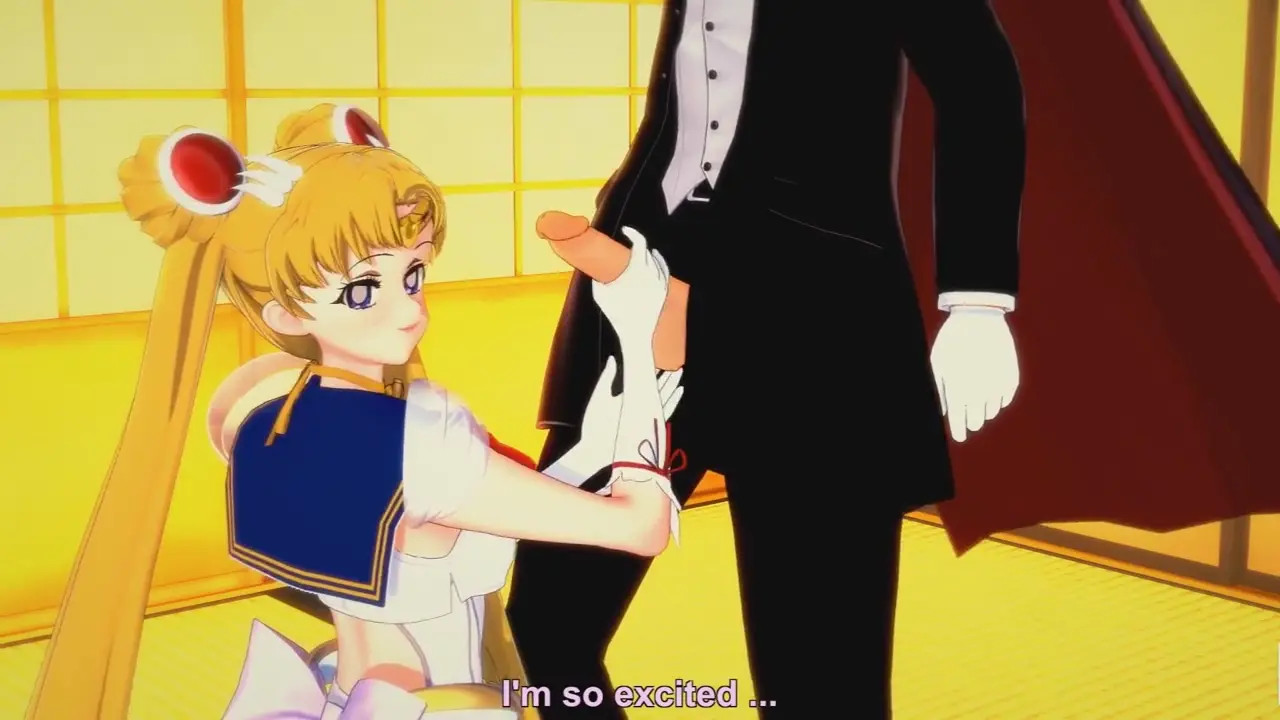 Sailor Moon jerks off Tuxedo Mask