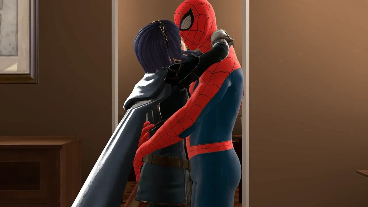 Lucina x Spider-Man kissing