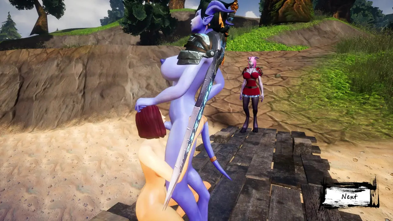Female Draenei bangs Female Human by the lake