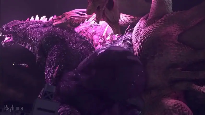 Godzilla gets backshots from Ghidorah