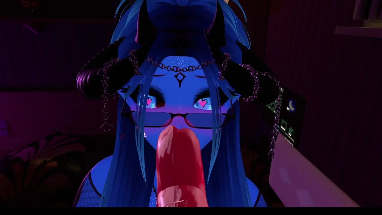 Blue Succubus Giving a Blow job and ass shaking~