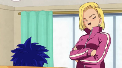 Android 18 receives a visit from an unknown Saiyan.