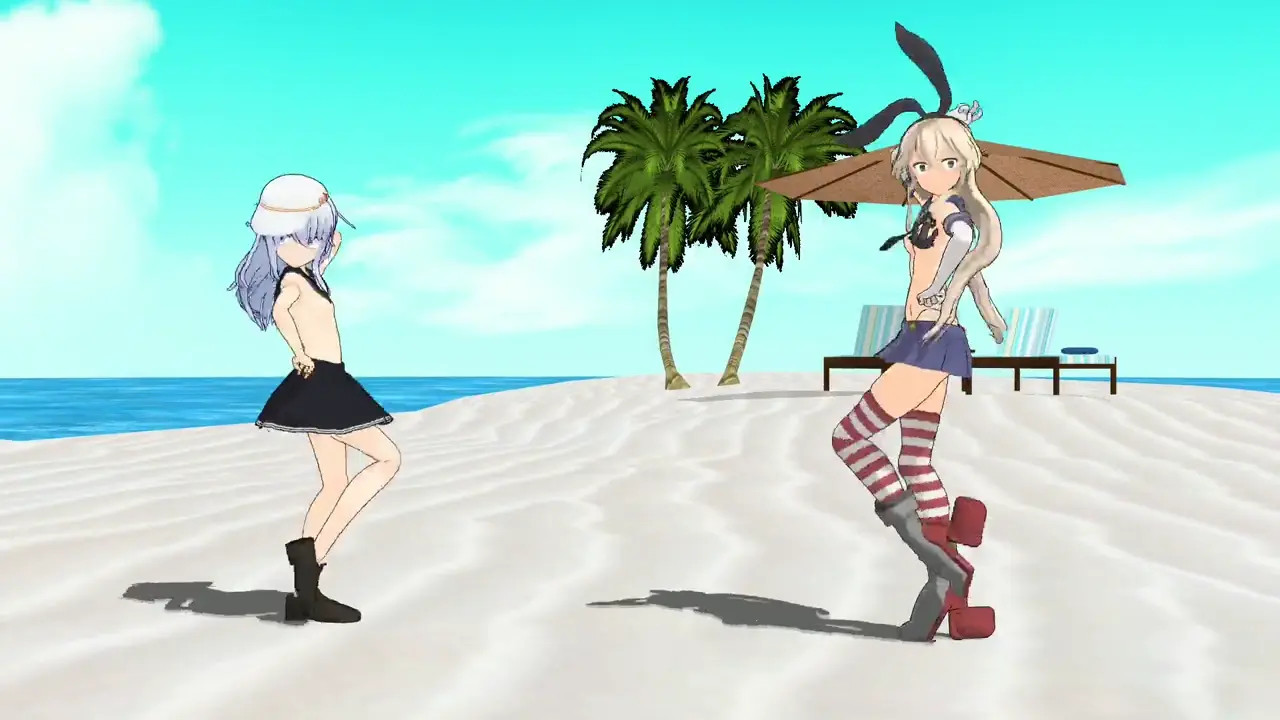 Shimakaze & Hibiki - Deep Blue Town [MMD R18] Pekuchin