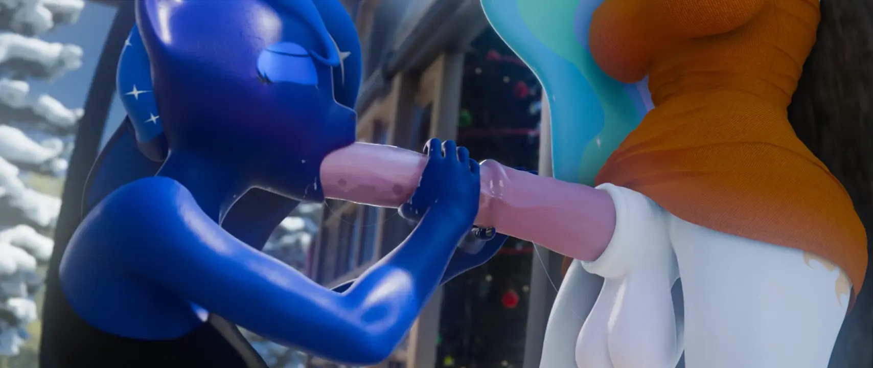 Celestia X Luna Hidden Blowjob Christmas [Alt Version][Erostud]
