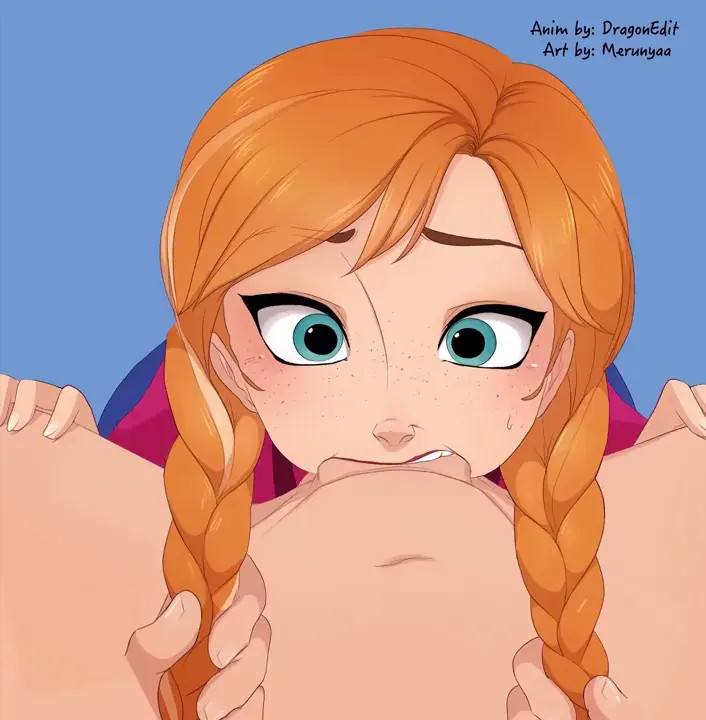 Frozen Anna deepthroat [Merunyaa x DragonEdit]
