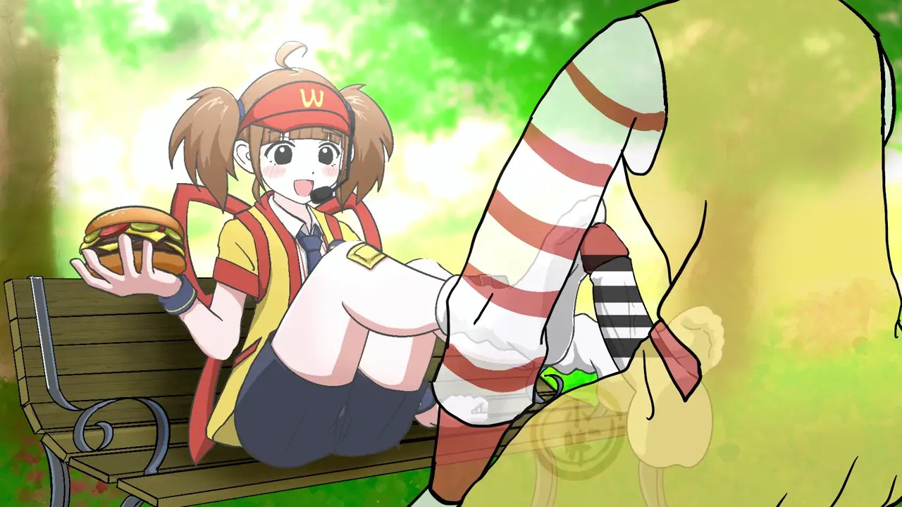 Girl from McDonald's give a nice footjob for the sauce of burger