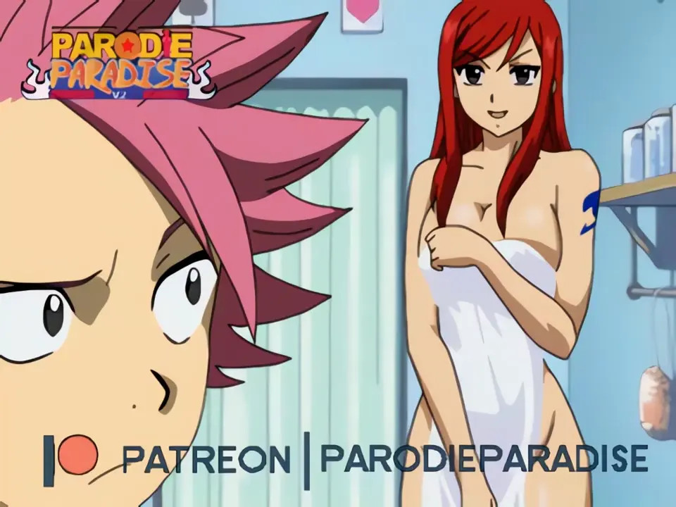 [Desto] Erza joins Natsu in bathroom for fun [upscaled]