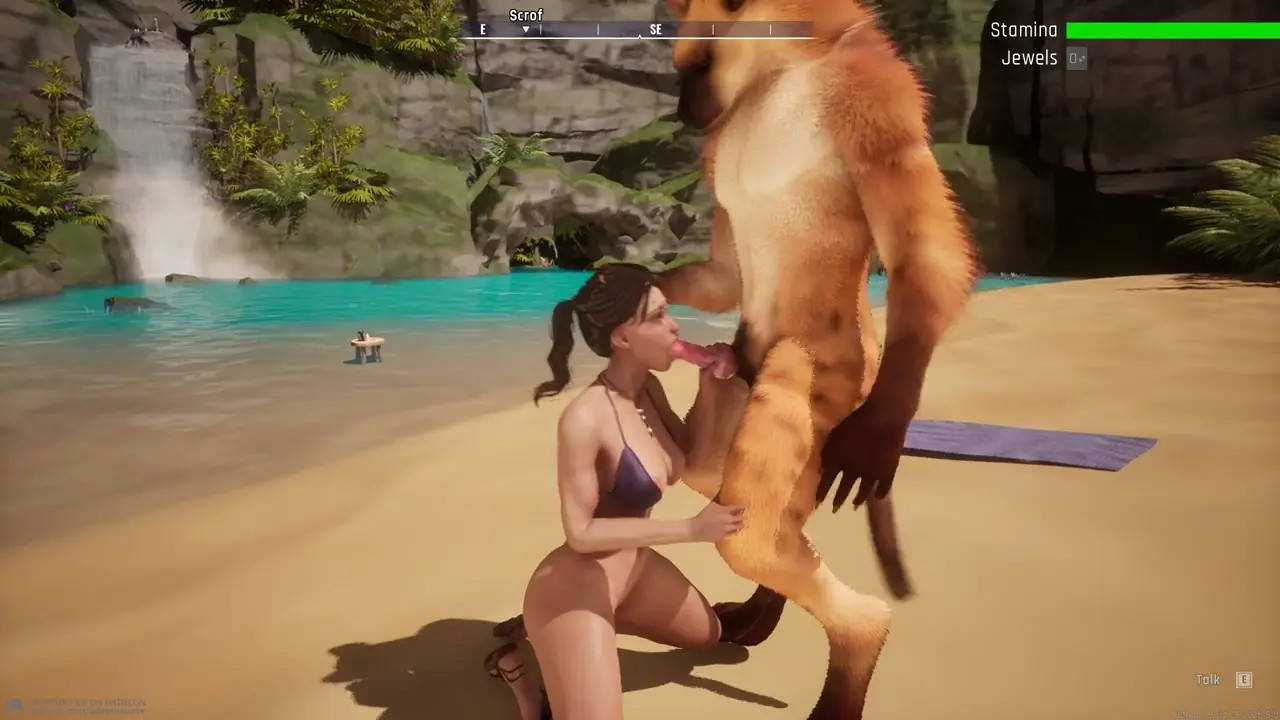 Lara getting mouthfucked by a wild animal