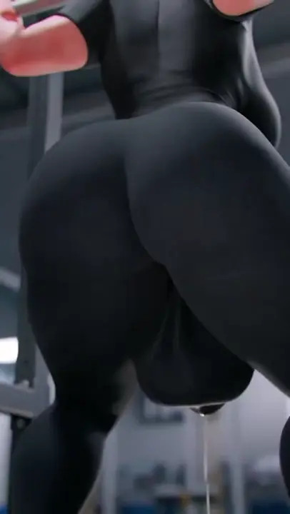 Suffocating under Mavis' fat cock while she does barbell squats