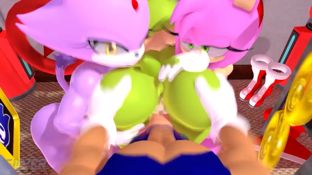 Sonic Fucking Surge While Amy & Blaze Watch