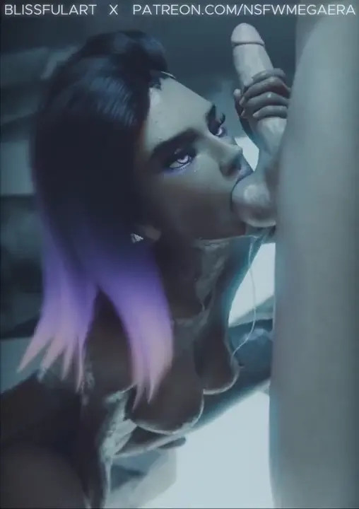 Sombra handjob and sucking balls