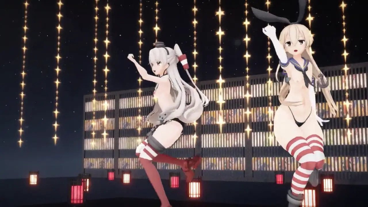 Shimakaze & Amatsukaze - Hand in Hand [MMD R18] MofuMofu