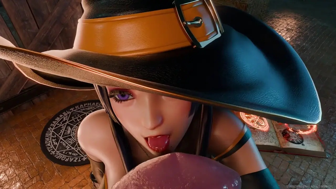 The witch Nyotengu likes to play with horse cocks