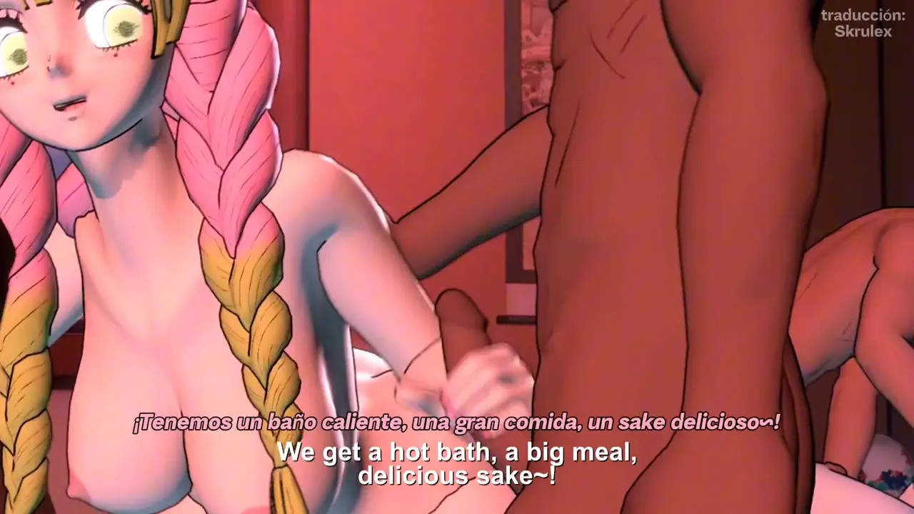 Mitsuri and Shinobu get Gangbanged at the Hot Springs Sub español